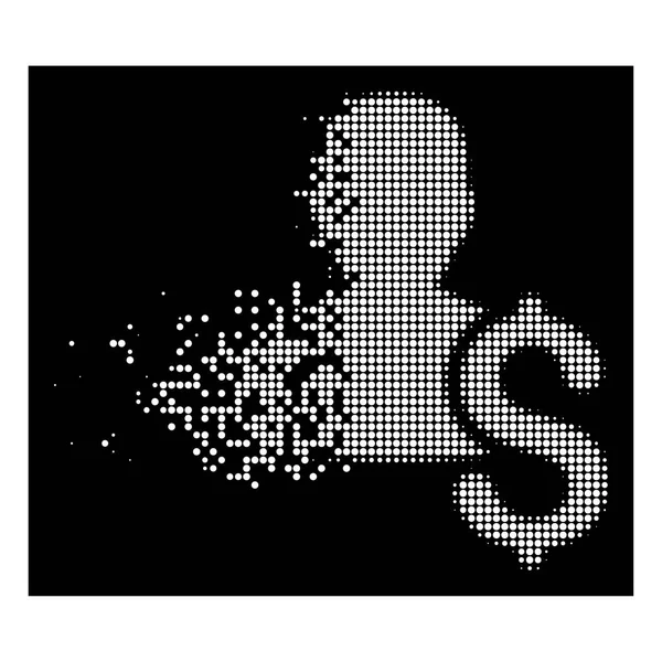 Fehér sérült Pixelated félárnyék kölcsön személy ikon — Stock Vector