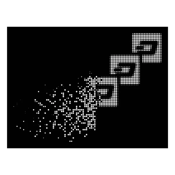Beyaz toz piksel noktalı çizgi bloğu zinciri simgesi — Stok Vektör