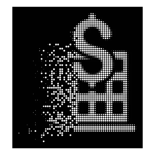 Brillante píxel de polvo Halftone Financial Company Building Icon — Vector de stock