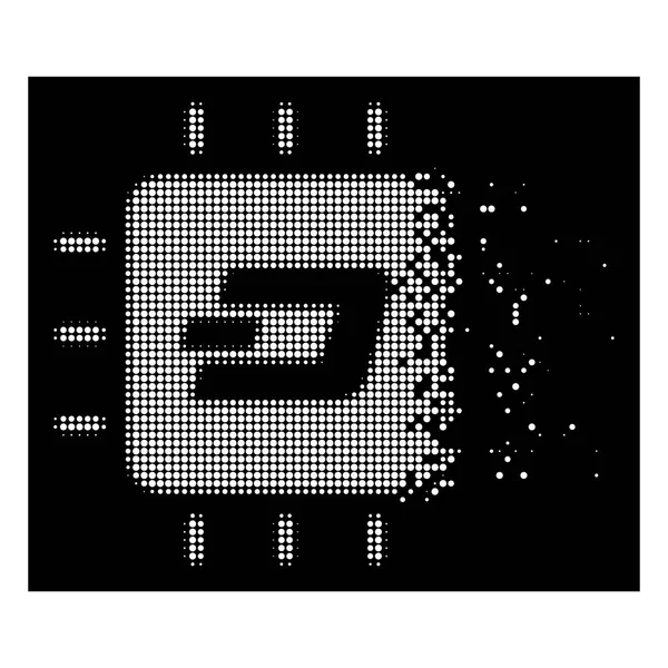 Hell verstreut gepunktetes Halftone-Strich-Prozessor-Chip-Symbol — Stockvektor