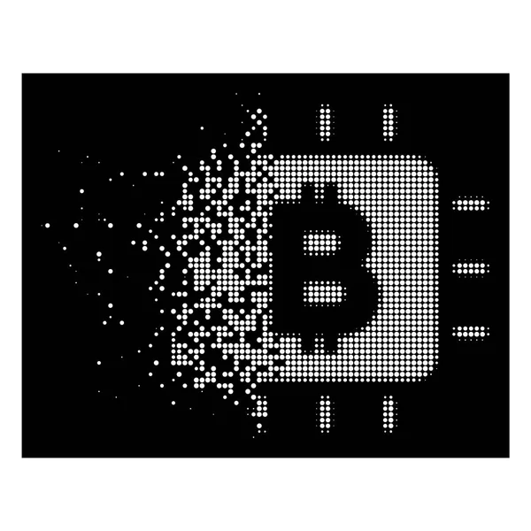 Ponto de Brilho Brilhante Halftone Bitcoin processador Chip Icon —  Vetores de Stock