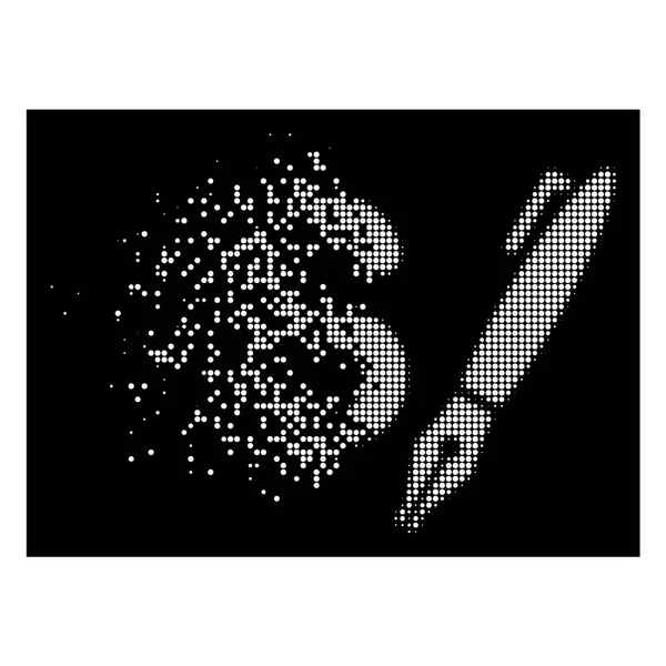 White Dust Pixelated Halftone Pencil Price Icon
