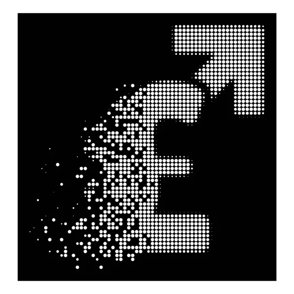 Vit bruten Pixel halvton pund tillväxt ikonen — Stock vektor