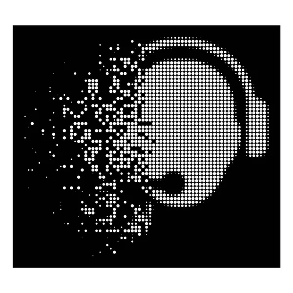 Icône de message d'opérateur halftone à pois détruits lumineux — Image vectorielle