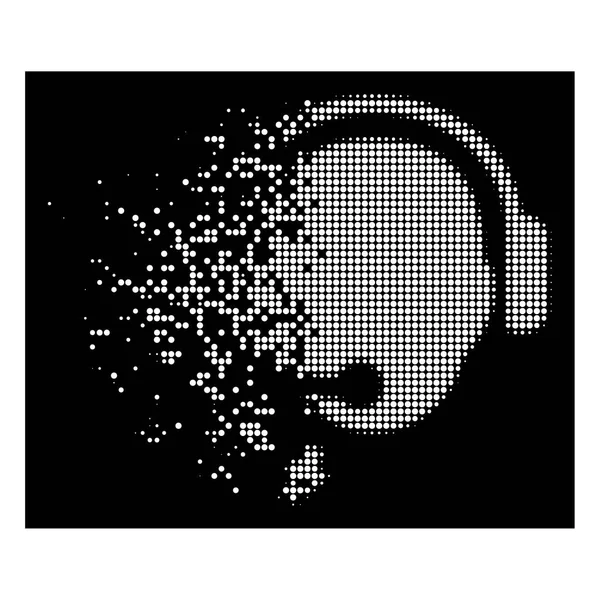 Icône de message d'opérateur halftone pointillé désintégrant lumineux — Image vectorielle