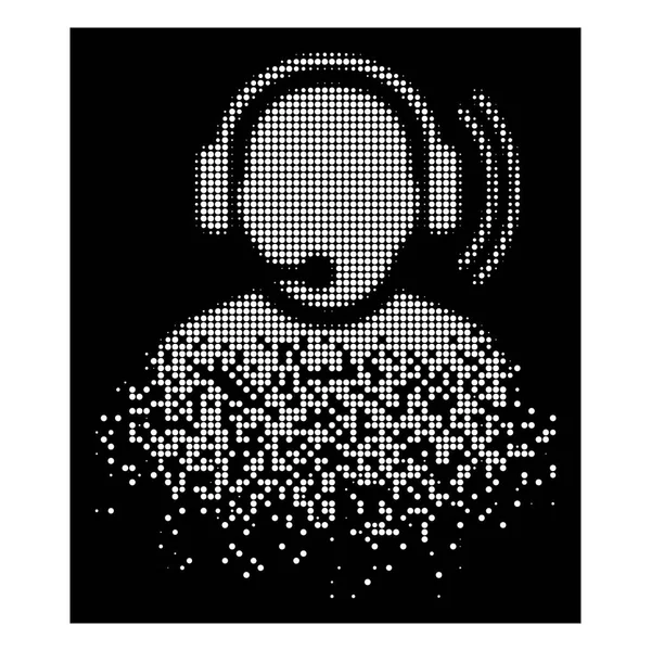 Wit Pixel Halftone Operator signaalpictogram uiteenvallende — Stockvector