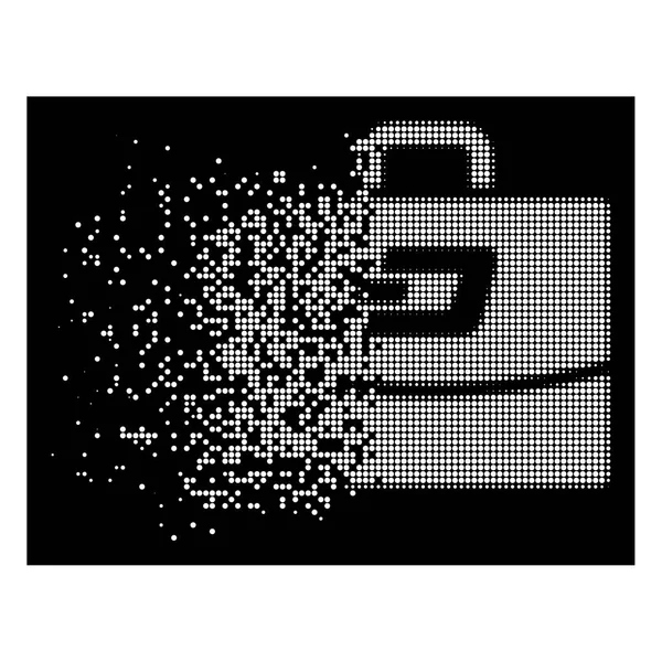 White Disintegrating Dotted Halftone Dash Accounting Case Icon — Stock Vector