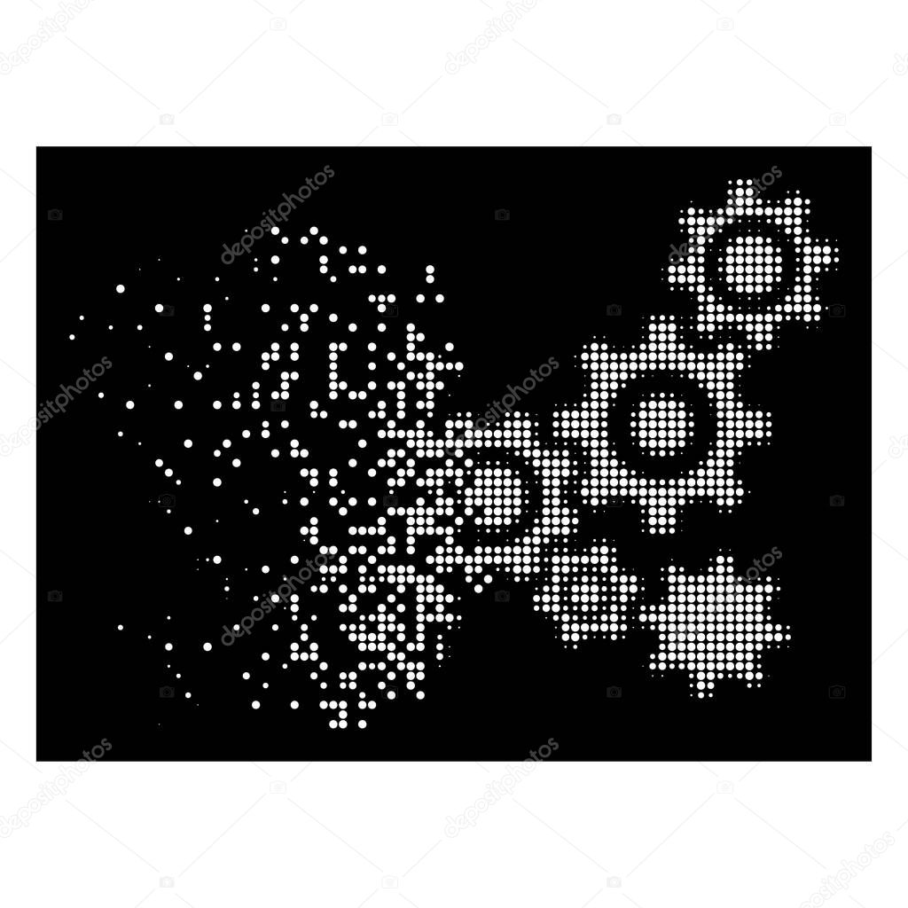 Bright Dissolved Dot Halftone Gears Mechanism Icon