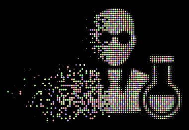 Bright noktalı yarım ton kimyager simgesi parçalanmış