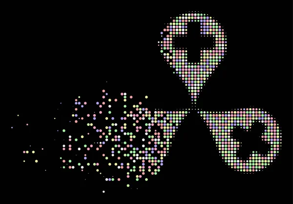 Light Disintegrating Pixel Halftone Hospital Map Markers Icon