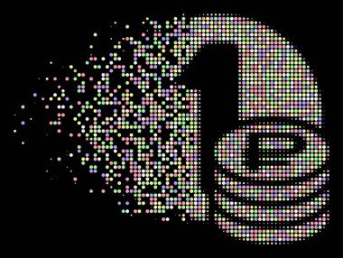 Parlak hareket Pixelated yarı ton Rublesi simgesi paralar