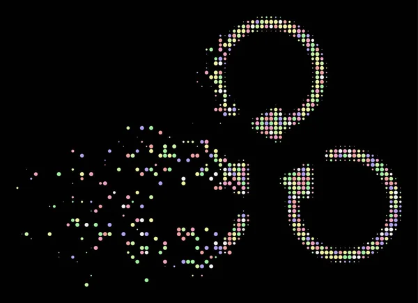 Icono de rotación de medio tono de píxeles fragmentados de luz — Vector de stock