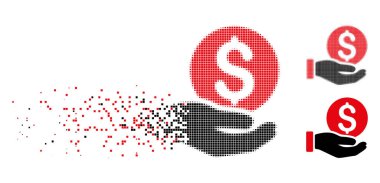 Ayrıştırılmış noktalı yarım ton Doları para ödeme el simgesi