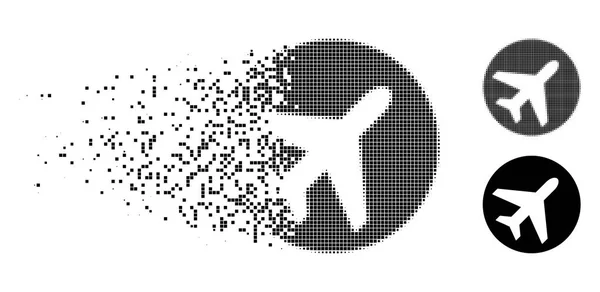 Fragmented Dot Halftone Avion Icon — Stock Vector