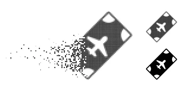 Fragmented Pixel Halftone Boarding Pass Icon — Stock Vector