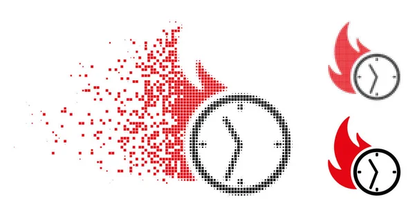 Dispersa punto medio tono plazo Burn Clock Icono — Vector de stock