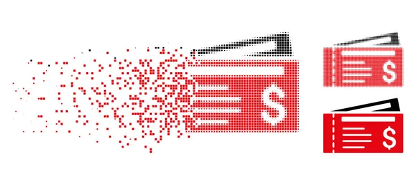 Punto fragmentado Cheques de medio tono dólar Icono — Archivo Imágenes Vectoriales