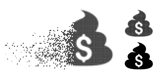 Polvo Pixelado Halftone Financial Shit Icon — Vector de stock