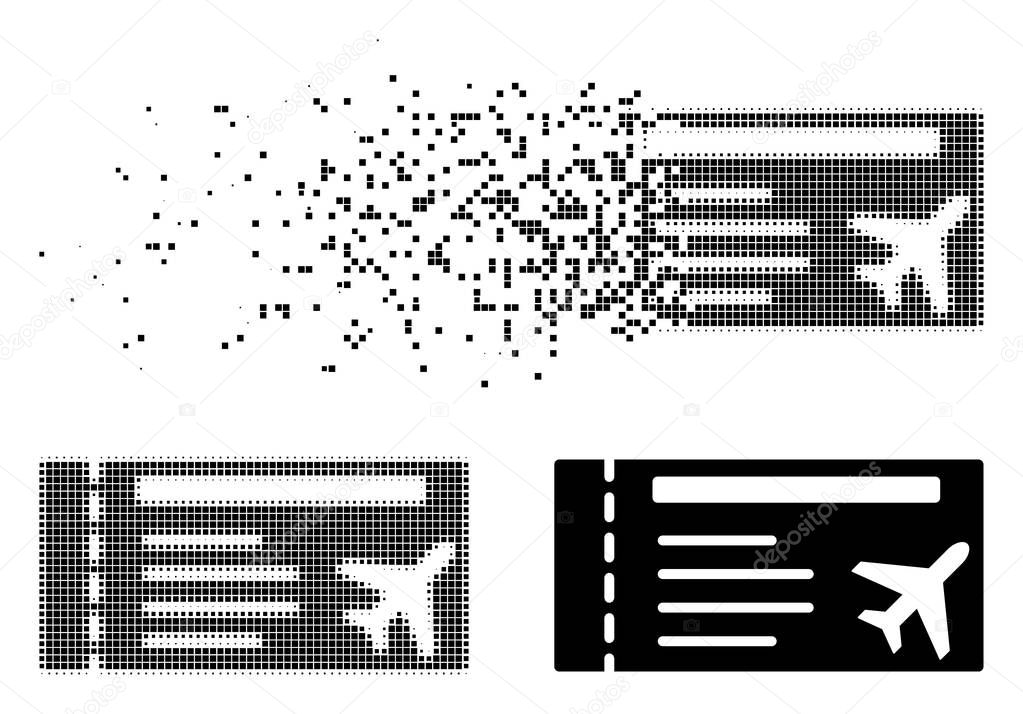 Decomposed Dotted Halftone Airticket Icon