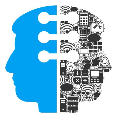 Çift kafa mozaik simgesi Bigdata için arayüz.