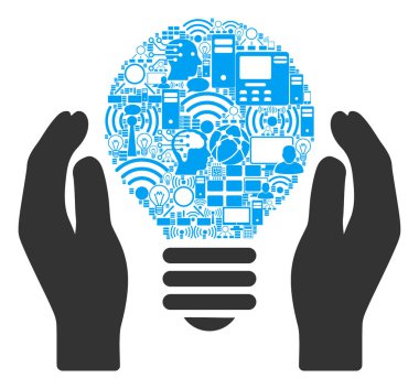 Bigdata için lamba ampul bakım el mozaik simgesi