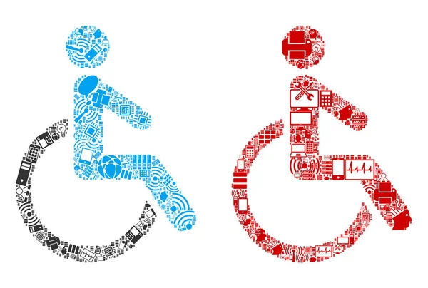 Disabled Person Collage Icons for BigData — Stock Vector