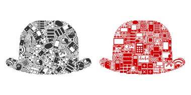 Beyefendi şapka mozaik simgeler Bigdata için