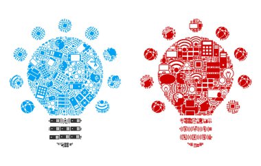 Bigdata için ampul mozaik simgeler