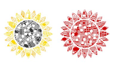 Bigdata için ayçiçeği kolaj simgeler