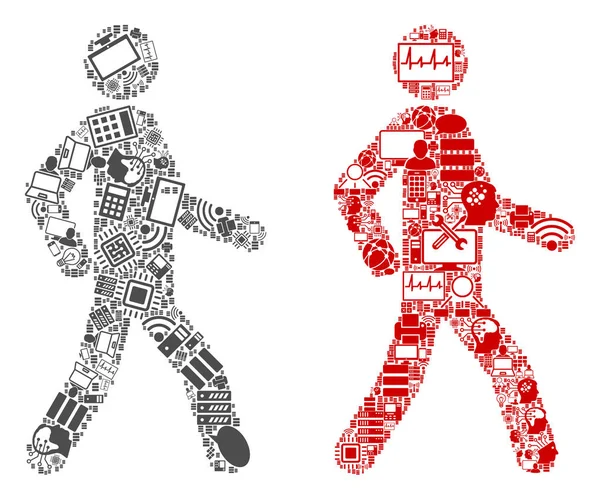 Icônes de composition Walking Man pour BigData — Image vectorielle