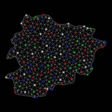 Parlama Spotlar ile parlak Mesh 2D Andorra harita