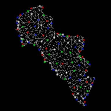 Bright Mesh 2D Andros Adası Yunanistan Haritası ile Flash Spotlar