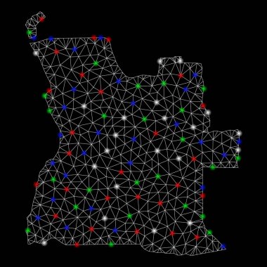 Işık Spotlar ile parlak Mesh 2D Angola Haritası