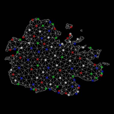 Parlama Spotlar ile parlak Mesh 2D Antigua Adası Haritası