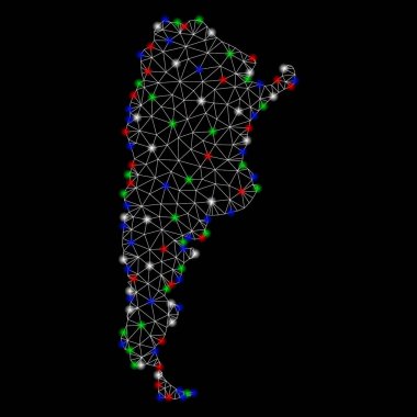 Flare Spotlar ile parlak mesh ağ Arjantin Haritası