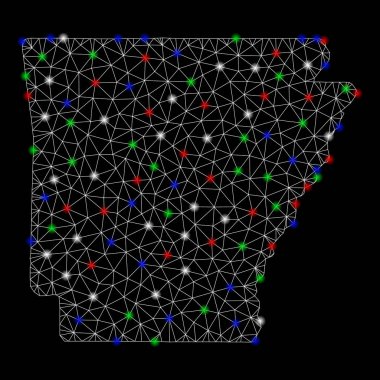 Flare Spotlar ile parlak Mesh 2D Arkansas devlet Haritası