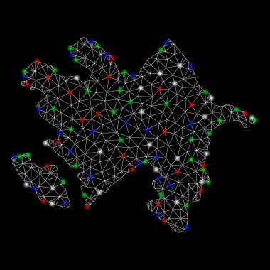 Parlak Mesh karkas Azerbaycan Haritası ile Flash Spotlar