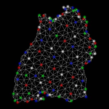 Bright Mesh tel çerçeve Baden-Wurttemberg ışık Spotlar ile arazi haritası