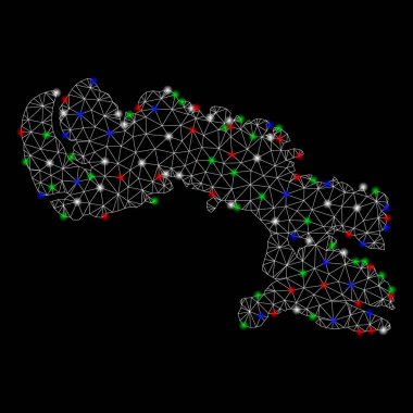 Parlak kafes karkas Baffin ada haritası ile Işık spotları