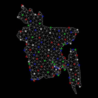 Parlama Spotlar ile parlak Mesh 2D Bangladeş Haritası