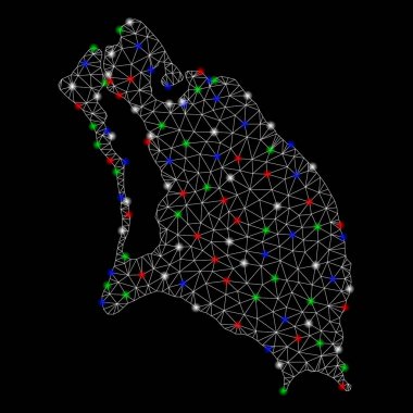 Parlak Mesh 2D Barbuda Adası Haritası ile ışık Spotlar