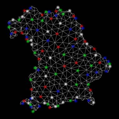 Parlak kafes tel çerçeve Bavaria Arsa Haritası ile ışık Spotlar