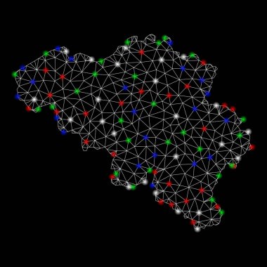 Parlak Mesh karkas Belçika Haritası ile Flash Spotlar