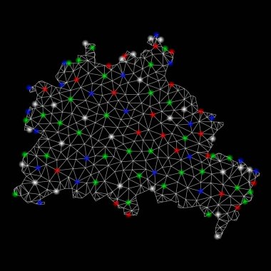 Parlak kafes tel çerçeve Berlin şehir haritası ile Flash Spotlar
