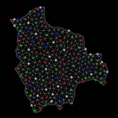 Parlak kafes ağ Bolivya harita ile Flash Spotlar