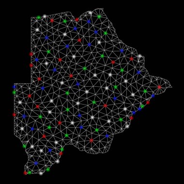 Işık Spotlar ile parlak mesh ağ Botswana Haritası