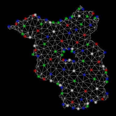 Parlak kafes tel çerçeve Brandenburg arazi haritası ile Flash Spotlar
