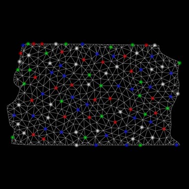 Parlama Spotlar ile parlak kafes ağ Brezilya Distrito Federal harita