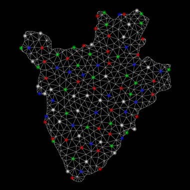 Parlak kafes ağ Burundi harita ile Flash Spotlar
