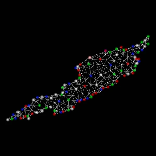 フラッシュスポットと明るいメッシュ2d アンギラ島マップ — ストックベクタ